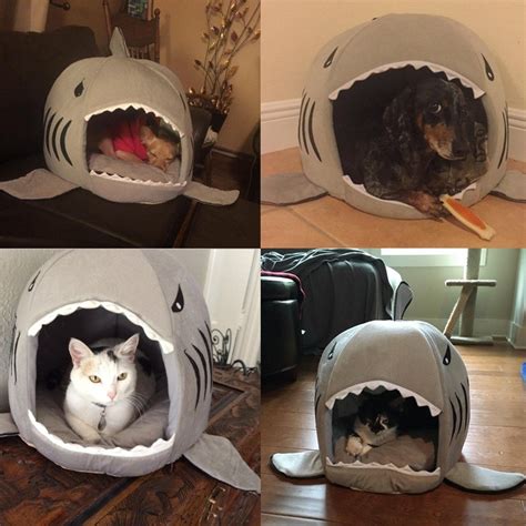 Washable Shark Pet House Cave Bed For Small Medium Dog Cat With