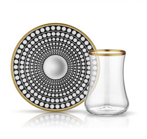 Luxurious Turkish Tea Glass Set For Six Grandbazaar Shopping