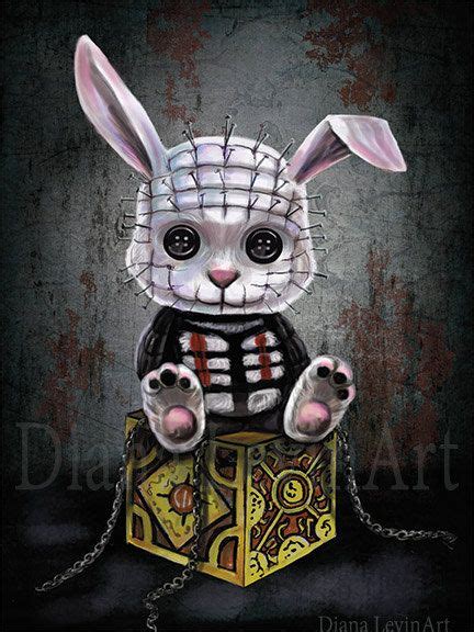 Pinhead Bunny Art Print Horror Films Gothic Fantasy Painting