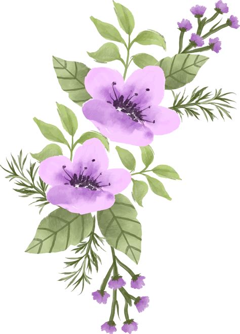 Purple Watercolor Flowers Png Free Image Png