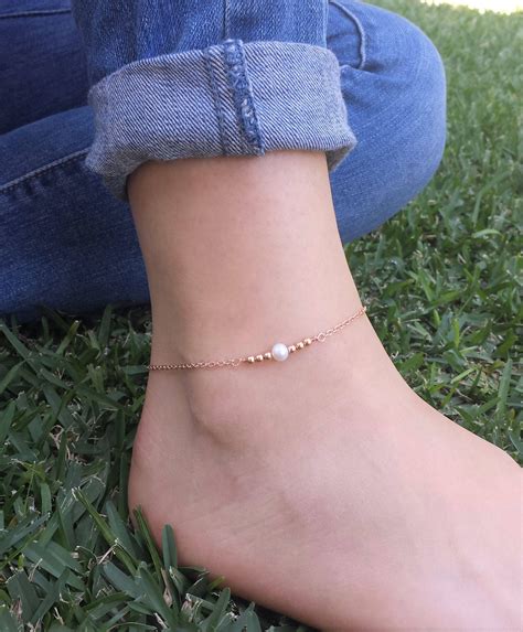 Pearl Anklet For Herrose Gold Anklet Braceletdainty Ankletpearl