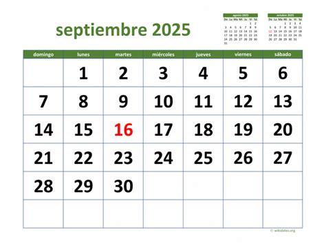Calendario Septiembre 2025 De México