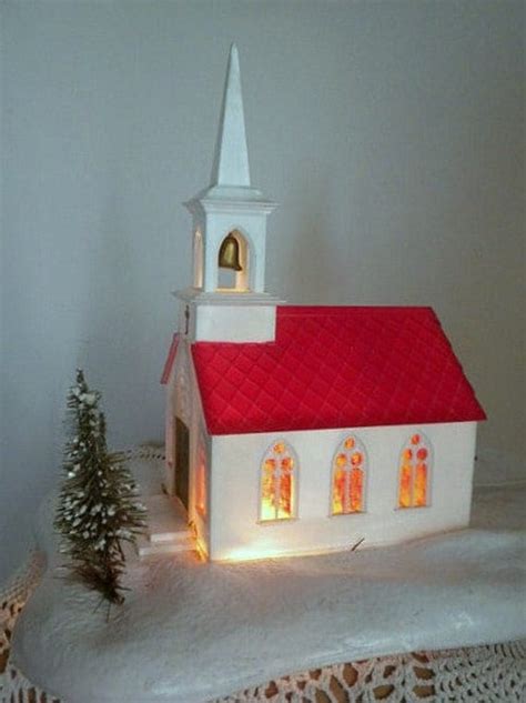 Vintage Christmas Church Plays Silent Night Lights Up