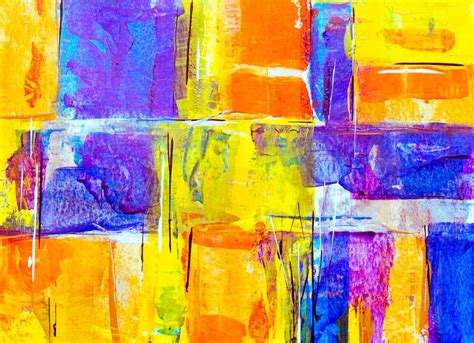 Yellow Orange And Blue Abstract Painting · Free Stock Photo