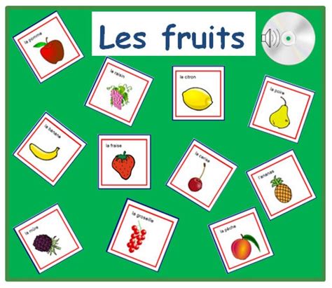 FRUIT FRENCH FLASHCARDS-Learn the Fruits in French with