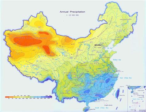 China Climate Map For Annual Average Precipitation In Large Version