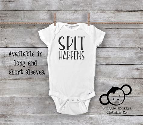 Spit Happens Onesie Funny Baby Onesie Pun Onesie Unique Baby Gift Gifts For Baby Funny