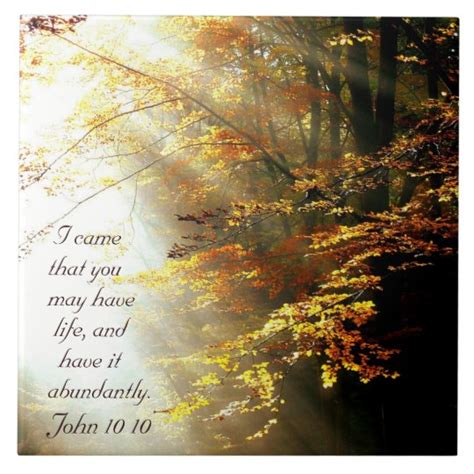 Inspirational Bible Verse John 10 10 Fall Trees Tile