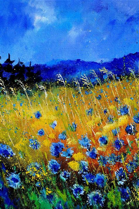 Blue Cornflowers Painting By Pol Ledent Fine Art America