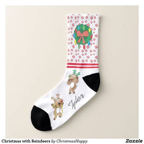 Christmas With Reindeers Socks Zazzle Christmas Stocking Stuffers