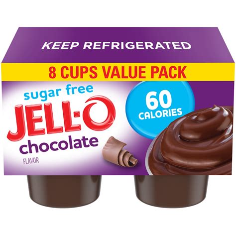 Jell O Chocolate Sugar Free Pudding Cups Snack Value Pack 8 Ct Cups