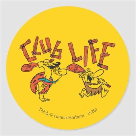 The Flintstones Fred And Barney Club Life Classic Round Sticker