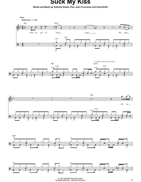 Suck My Kiss Sheet Music Red Hot Chili Peppers Drums Transcription