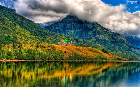 Woods Lake House Autumn Fog Mountains Beautiful Views Wallpapers