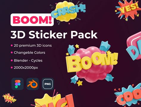 Free Boom 3d Sticker Pack Figma