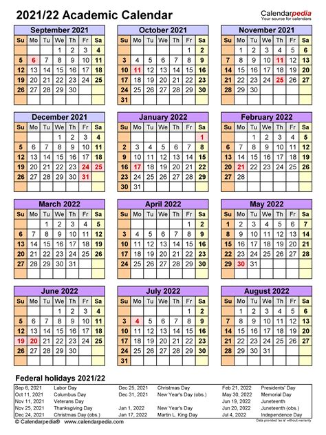 New 2021 And 2022 Academic Calendar Printable Free Photos