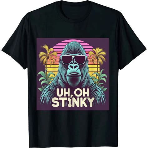 Maxpress Uh Oh Stinky Poop Le Monke 80s Vaporwave Outrun Style T Shirt