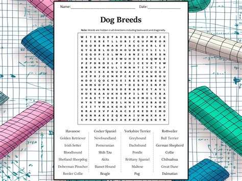 Dog Breeds Word Search Puzzle Worksheet Activity Teaching Resources