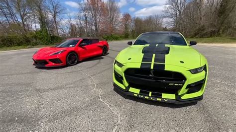 C8 Corvette Drag Races 2020 Ford Mustang Shelby Gt500 America Wins