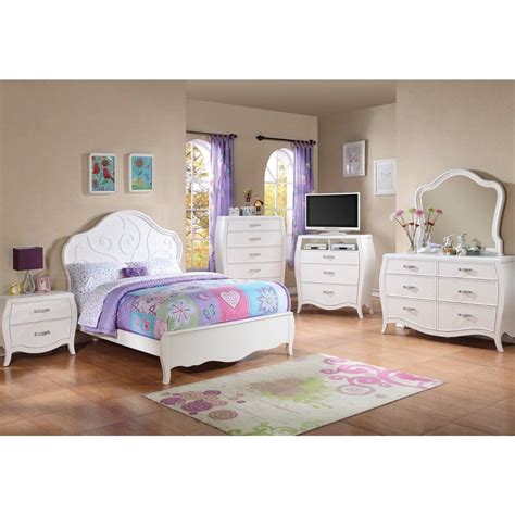 Danielle Bedroom - Bed, Dresser & Mirror - White - Full ...