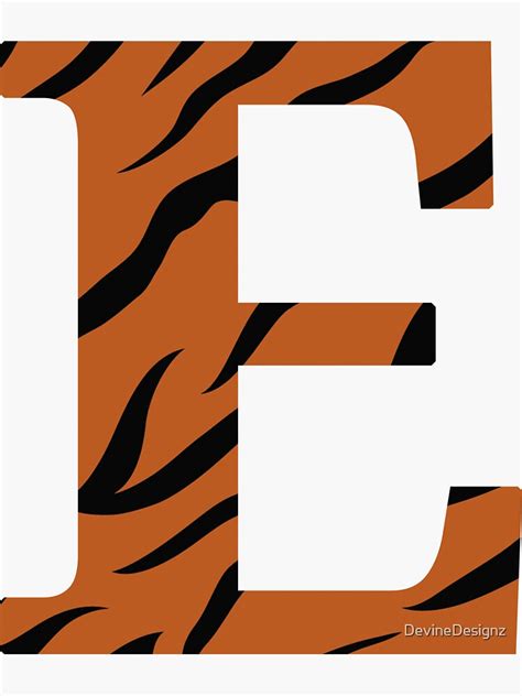 Letter E Tiger Skin Sticker For Sale By Devinedesignz Redbubble