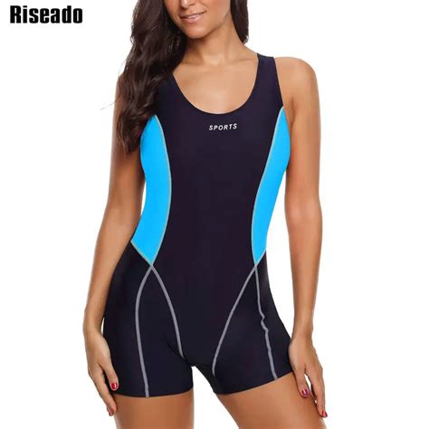 Riseado Sports One Piece Swimsuit Female Boyleg 2019 Swimwear Women