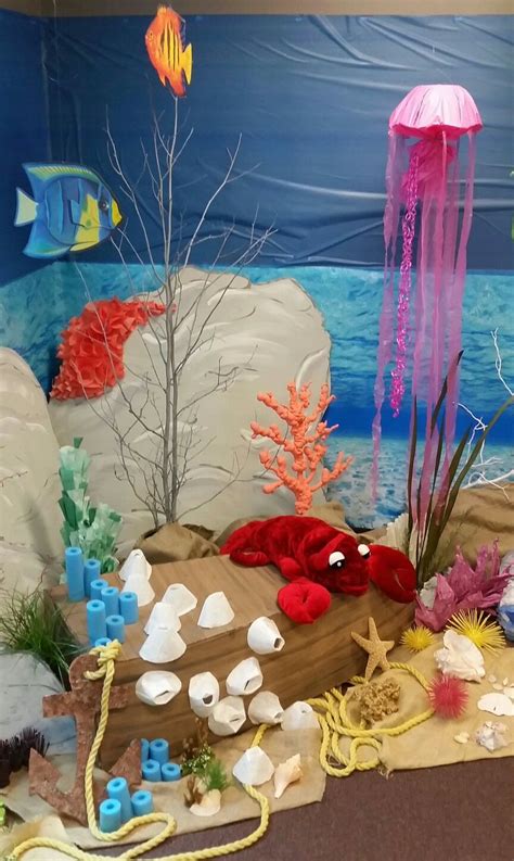 Coral Reef Underwater Scene With Cardboard Boat Under The Sea Theme