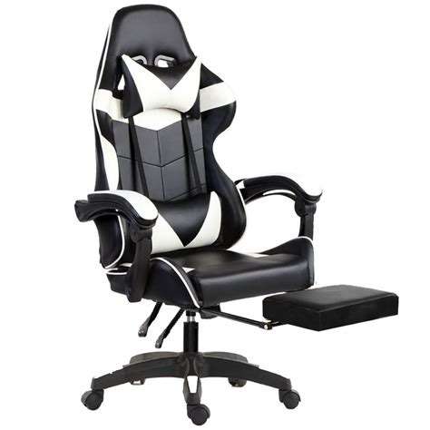 Bonded leather back and seat with colour contrast stitching. chair Gaming white | GTS - Amman Jordan