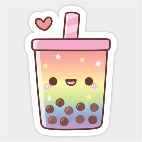 Rainbow Cute Boba Tea Doodle Boba Tea Sticker Teepublic