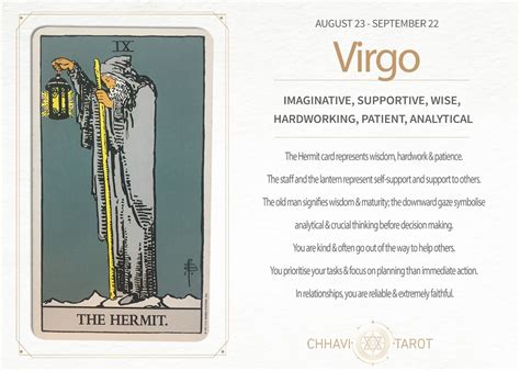 The Virgo Card In Tarot The Hermit Card Represents Wisdom Hardwork