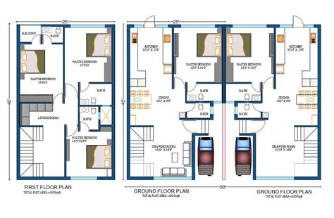 1000 Square Feet House Plan Drawing Download Dwg File Cadbull