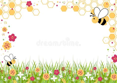 Honey Bee And Flower Border Frame Stock Vector Illustration Of Floral