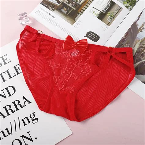 Chamsgend Women Underwear Sexy Visible Lace Briefs Bowknot Panties Women Comfortable G String