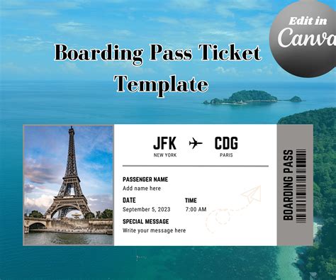 Boarding Pass Template Boarding Pass Surprise Boarding Pass Template Canva Airplane Ticket