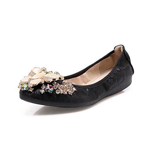 Meeshine Womens Foldable Ballet Flats Rhinestone Comfort Wedding Shoes