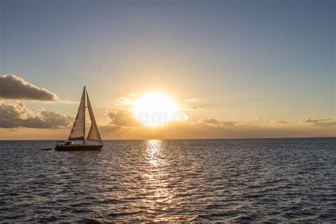 Yacht In The Tropical Sea At Sunset Stock Photo Image Of Boat Dawn