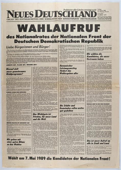 Zeitung Wahlaufruf Neues Deutschland Ddr Museum Berlin