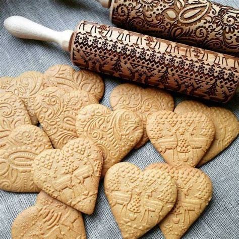 Christmas Embossing Rolling Pin Baking Cookies Noodle Biscuit Fondant