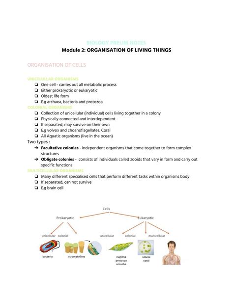 Biology Module 2 Organisation Of Living Things Biology Year 11 Hsc
