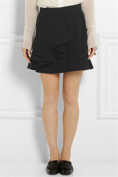 Miu Miu Ruffled Crepe Mini Skirt In Black Lyst