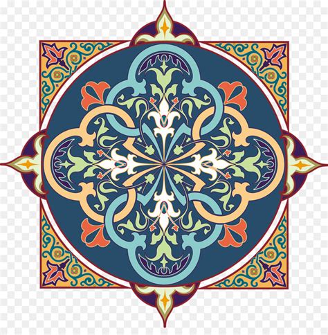 Pola Geometris Islam Ornamen Seni Tekstil Gambar Png