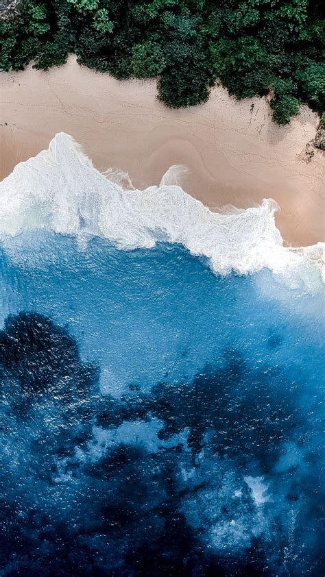 Download 1440x2560 Wallpaper Nature Beach Coast Aerial View Qhd