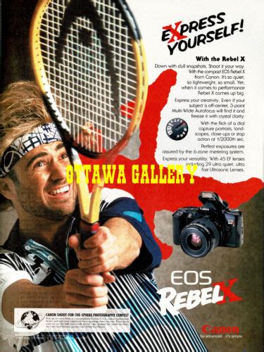1994 Canon Eos Rebel X • Andre Agassi Original 8x11 Print Ad Z01k Ebay