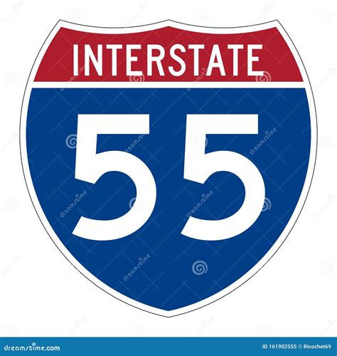 Interstate Highway 55 Road Sign Stock Illustration Illustration Of