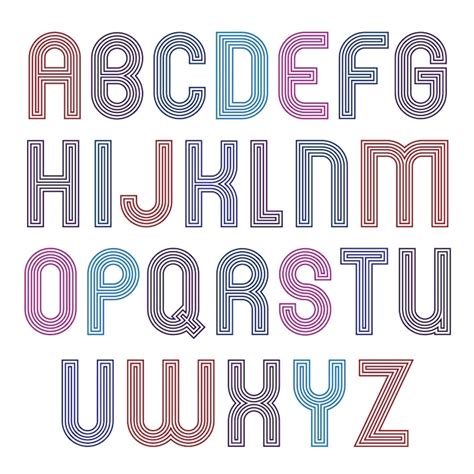 Premium Vector Stripy Colorful Geometric Font Retro Stylish Typeface