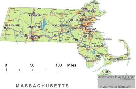 Massachusetts Map Us State Map Roadmap