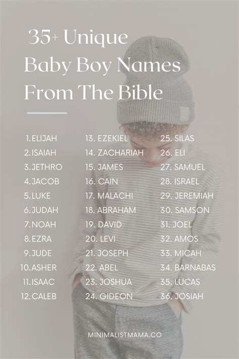 The Baby Boy Names From The Bible Are Shown In This Poster Which Is