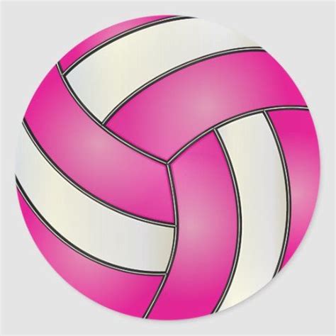 Hot Pink And White Volleyball Classic Round Sticker Zazzle