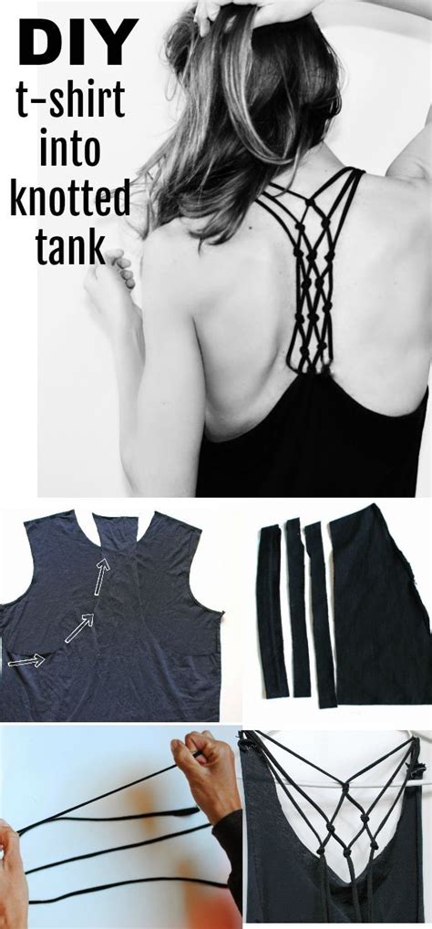 Diy T Shirt Into Knotted Racerback T Shirt Refashion Diy Clothes