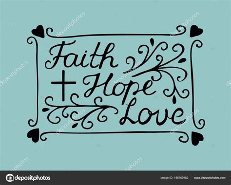 Schriftzug Glaube Hoffnung Und Liebe Mit Kreuz Und Herzen